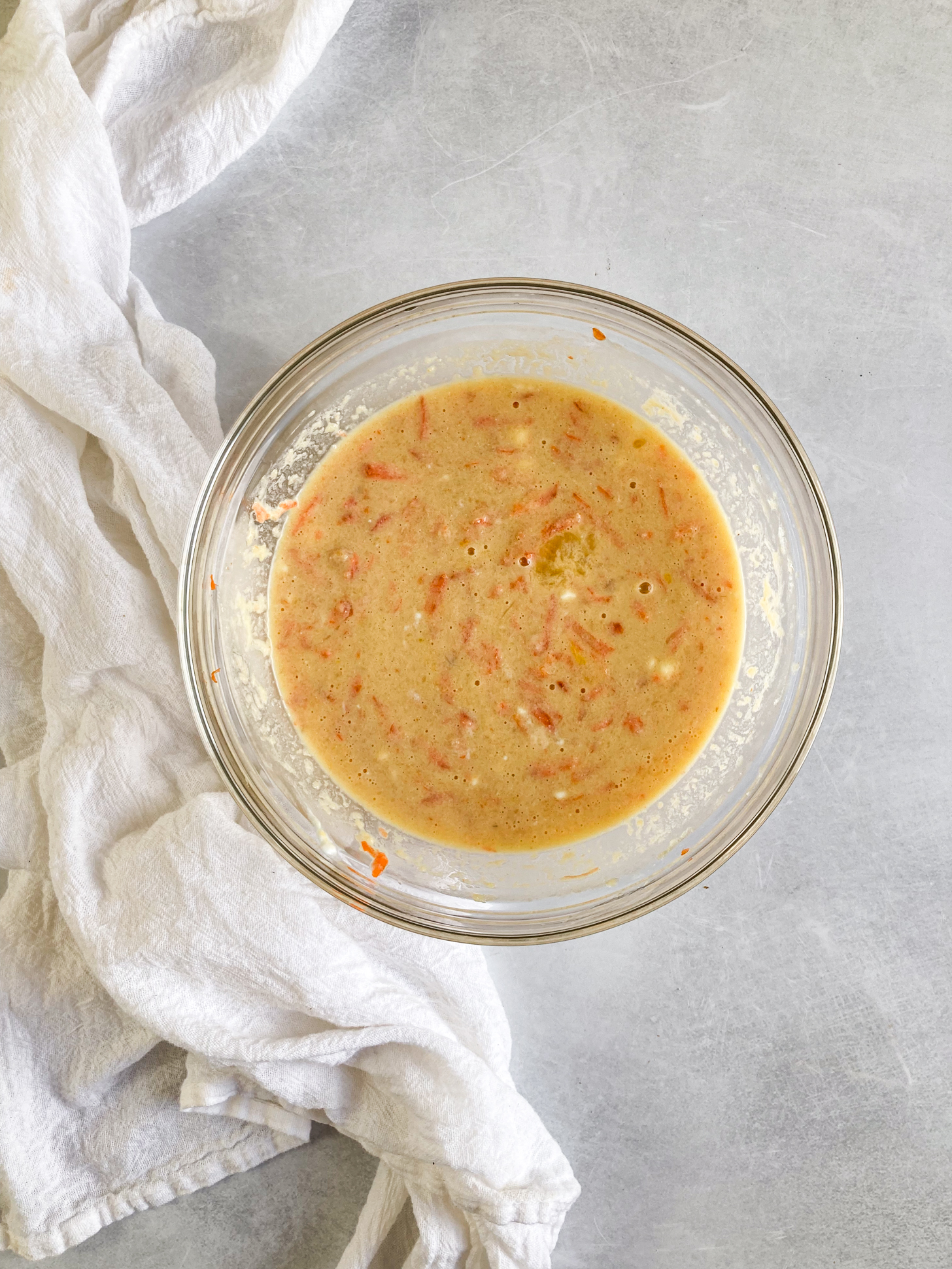 Wet ingredients in a bowl.