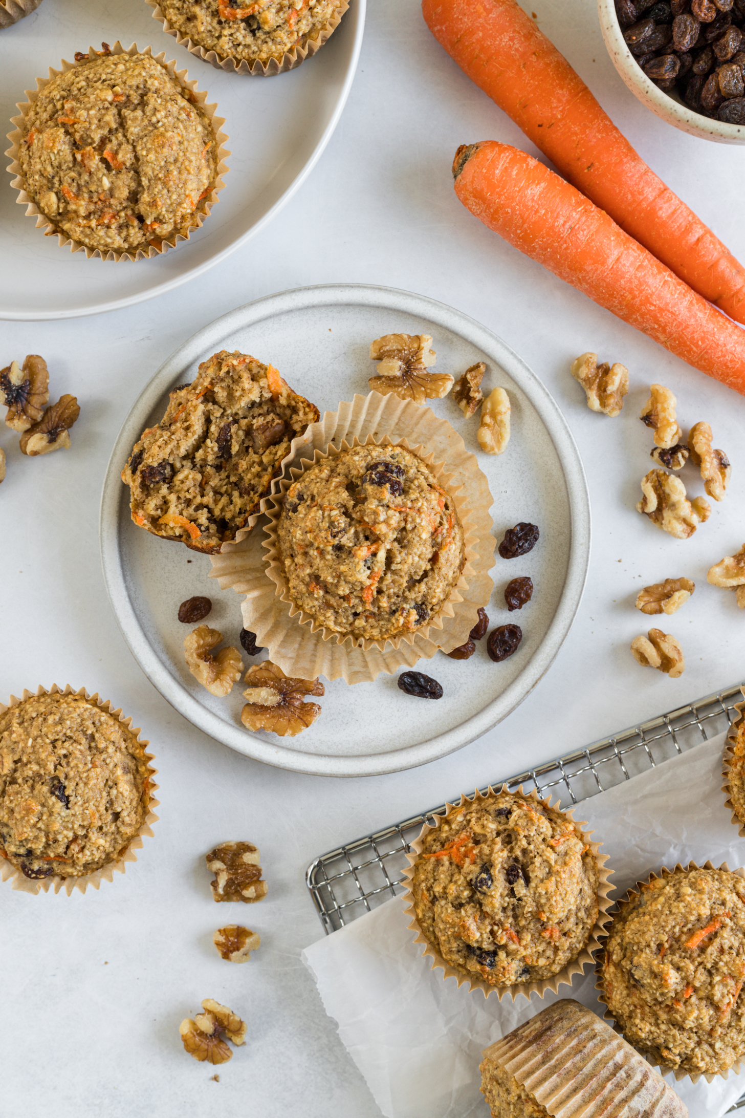 Carrot muffins on plate.