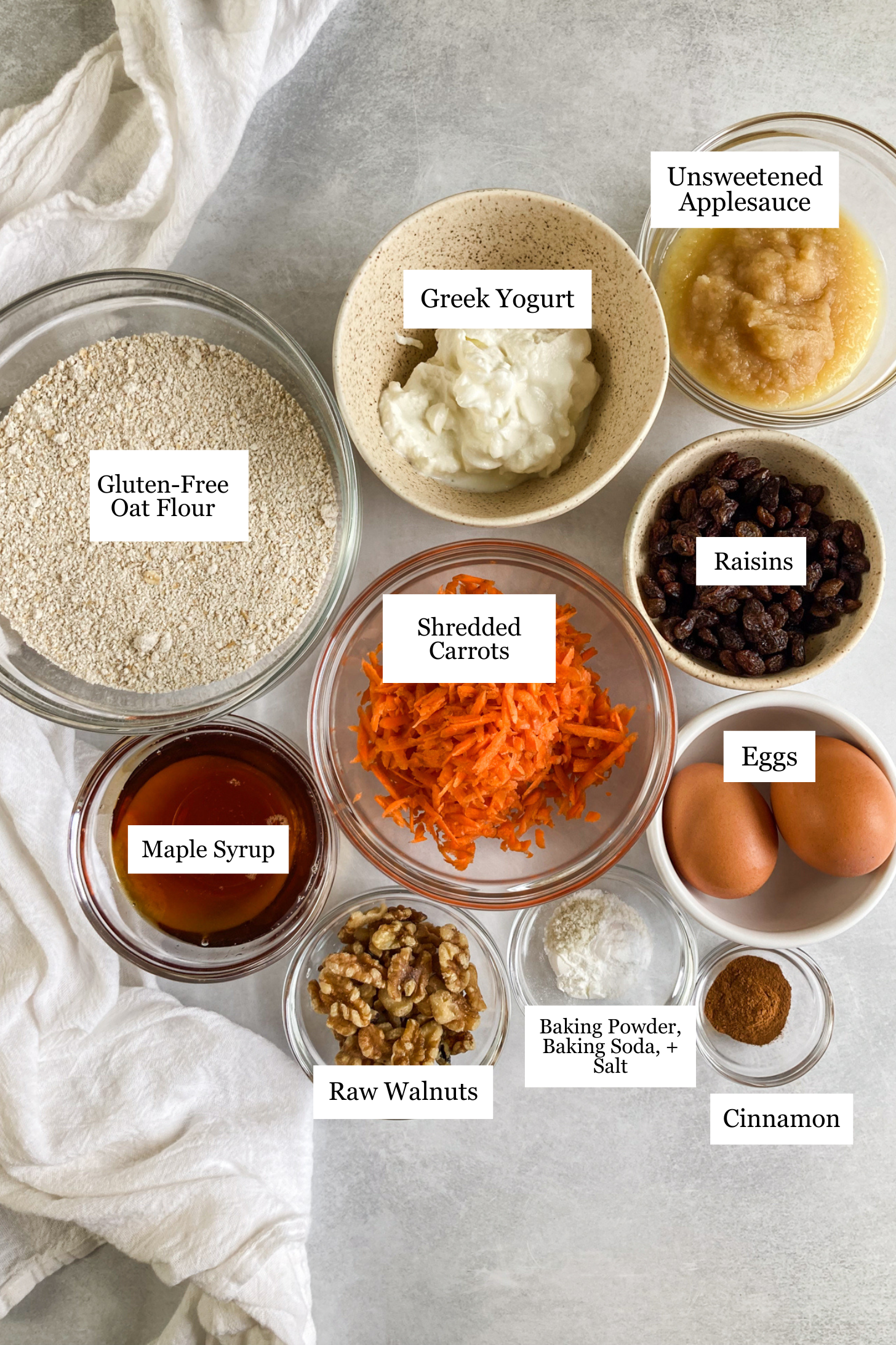 Ingredients for carrot muffins.