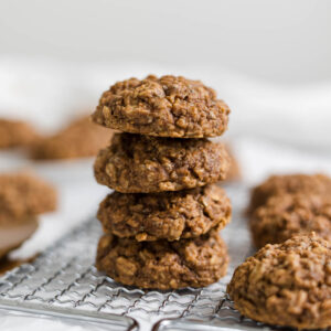 Almond Butter Oatmeal Cookies in a stack.