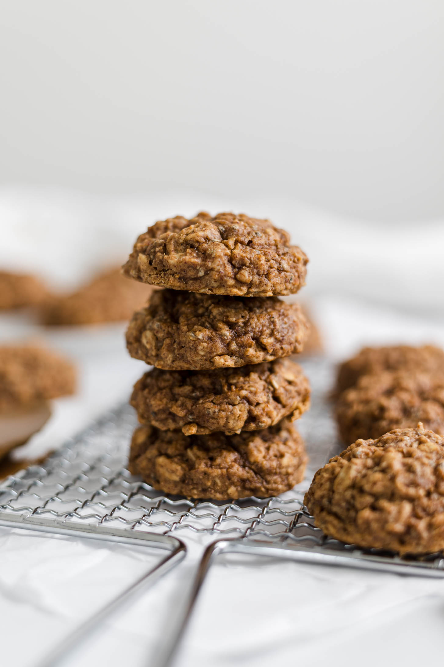 Almond Butter Oatmeal Cookies in a stack.