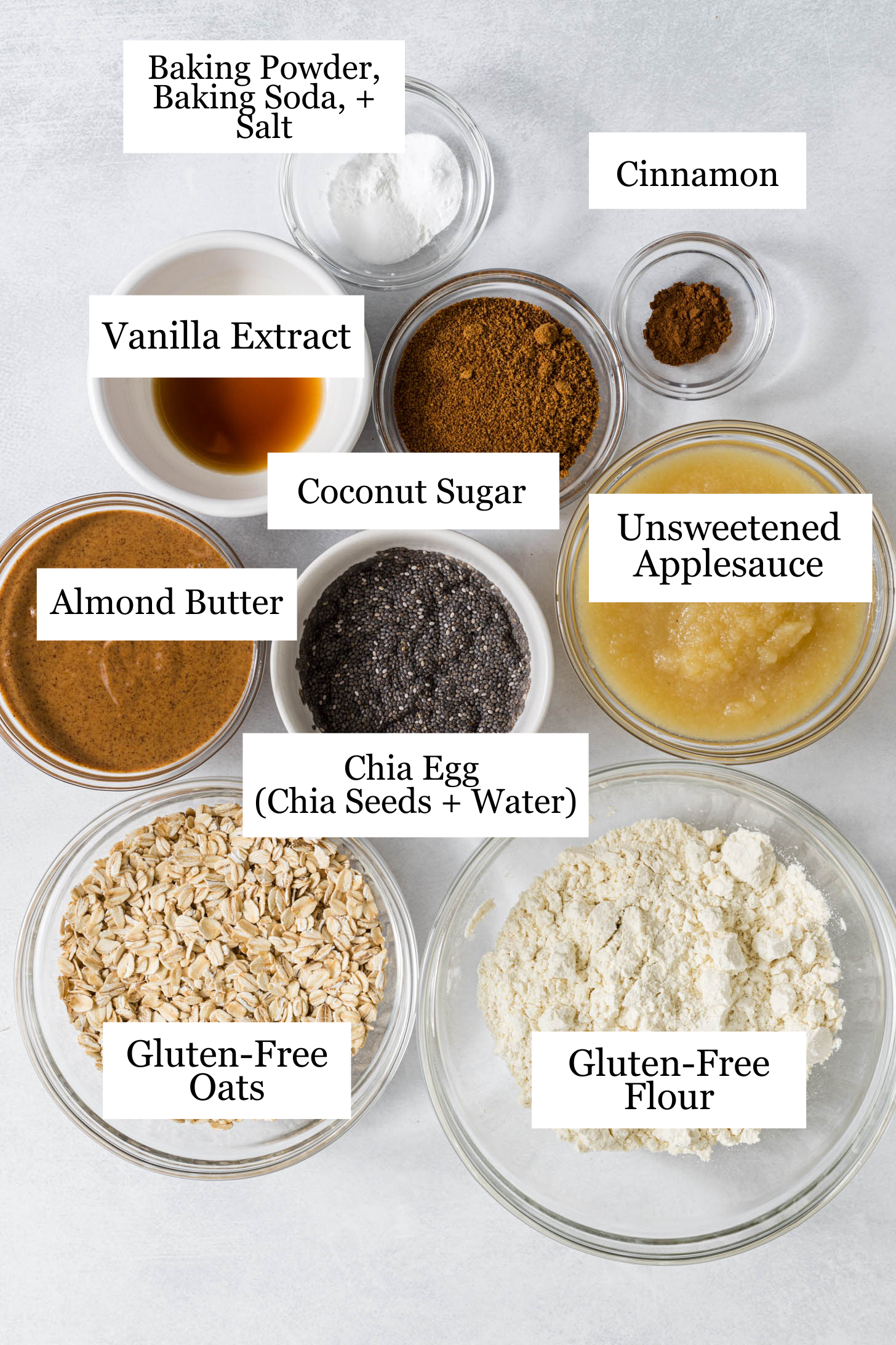 Almond butter oatmeal cookie ingredients.