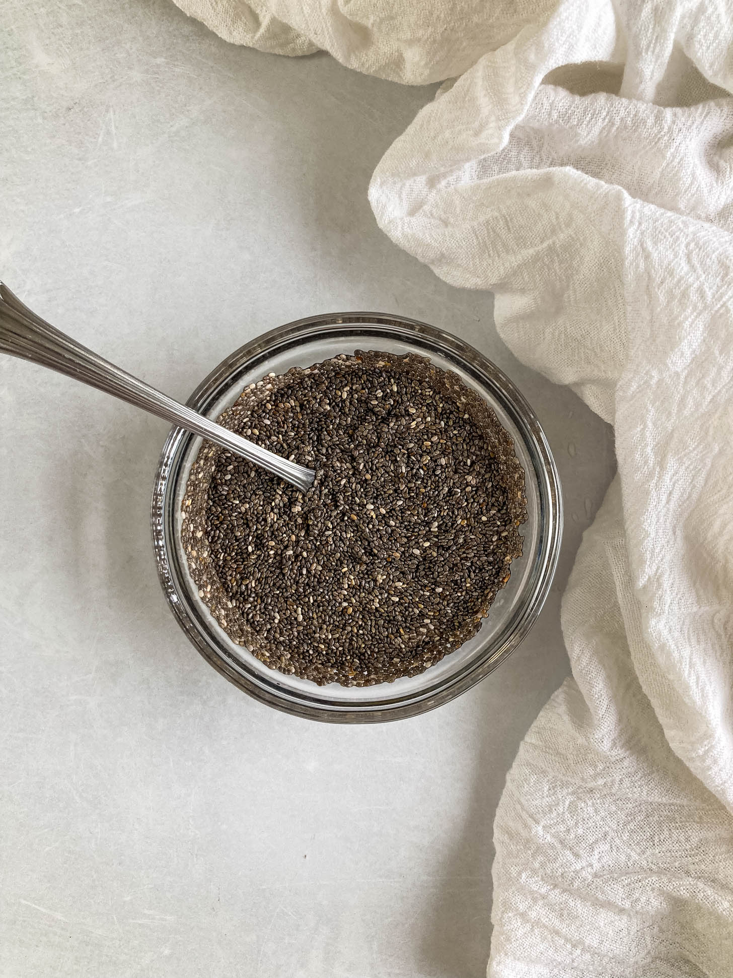 A chia egg in a bowl.