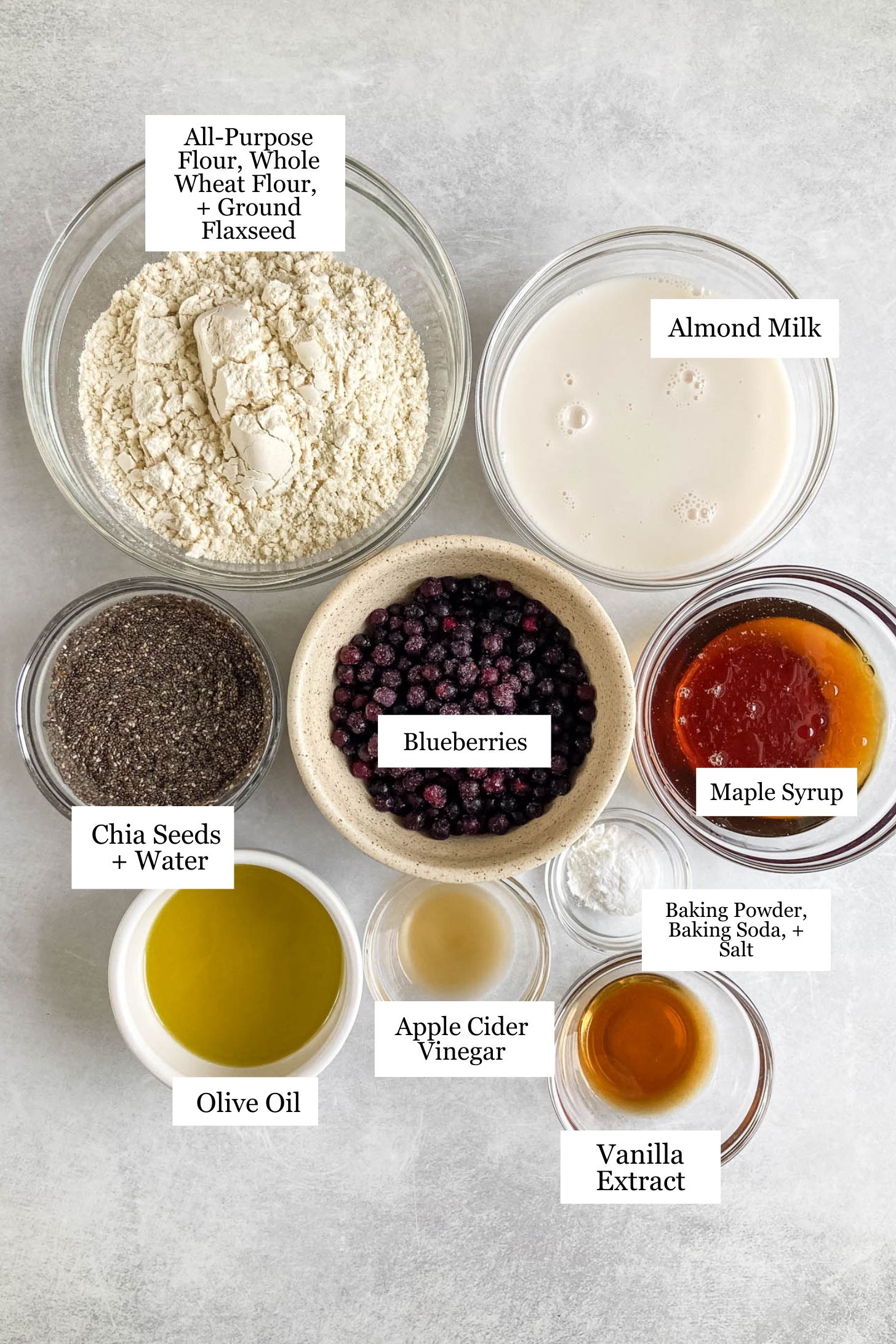 Blueberry muffin ingredients.