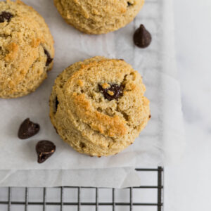 Almond Flour Chocolate Chip Cookies on a wire rack.