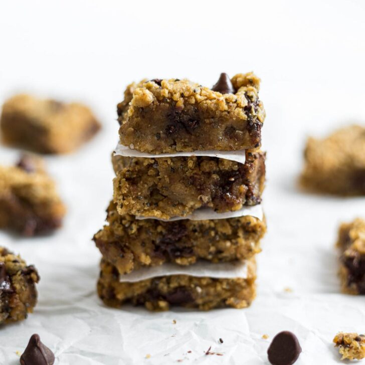 A stack of chickpea blondies.