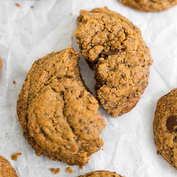 A cookie split in half.