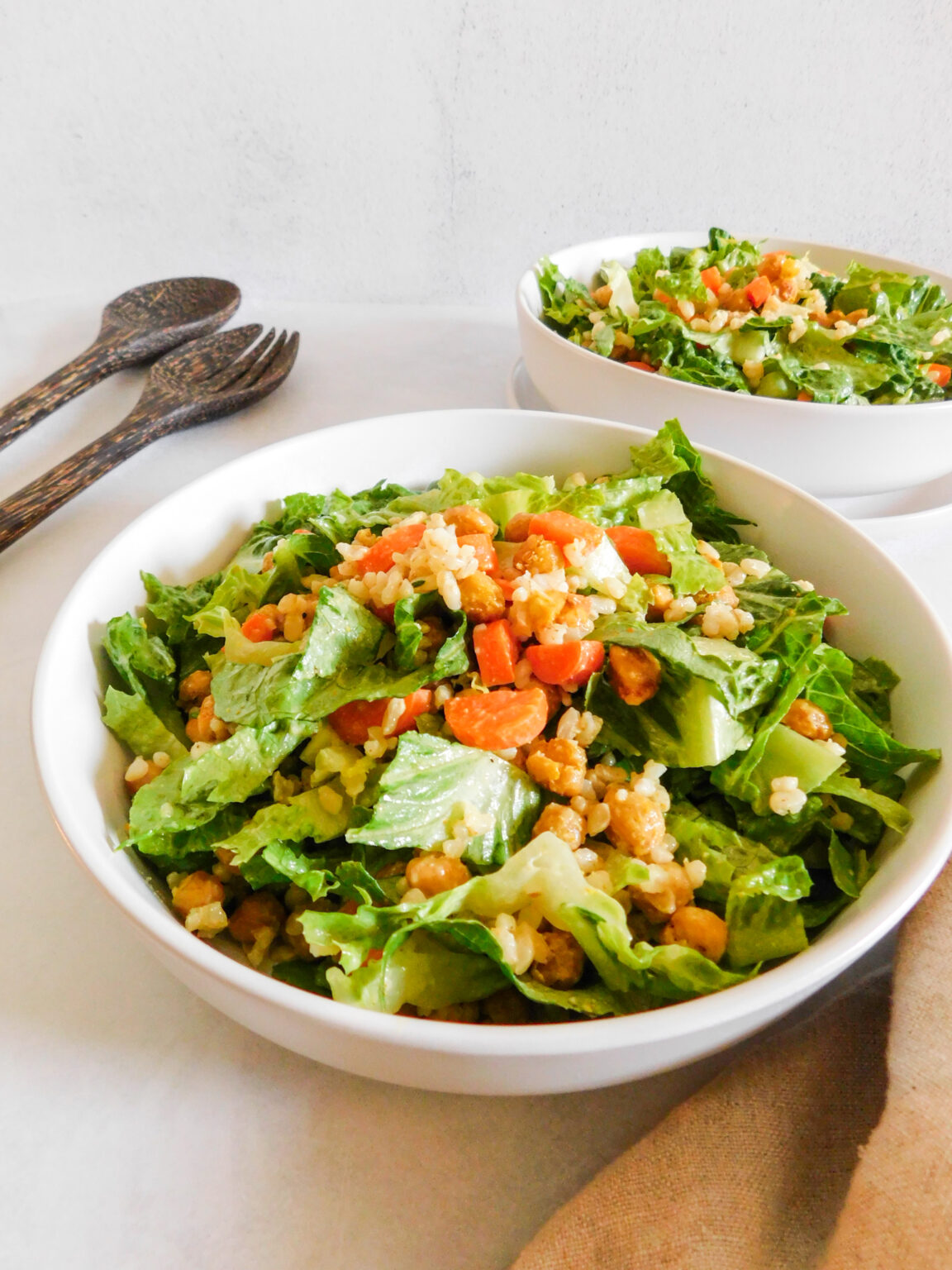 Roasted Chickpea Salad With Tahini Dressing - Supermom Eats