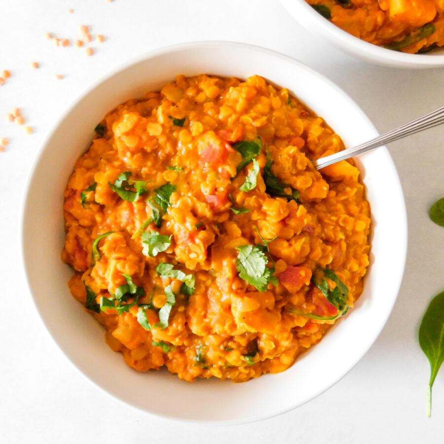 Red Lentil Curry With Sweet Potato and Spinach - Supermom Eats