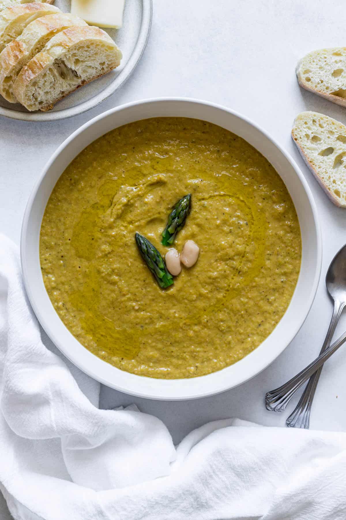 A bowl of asparagus soup.