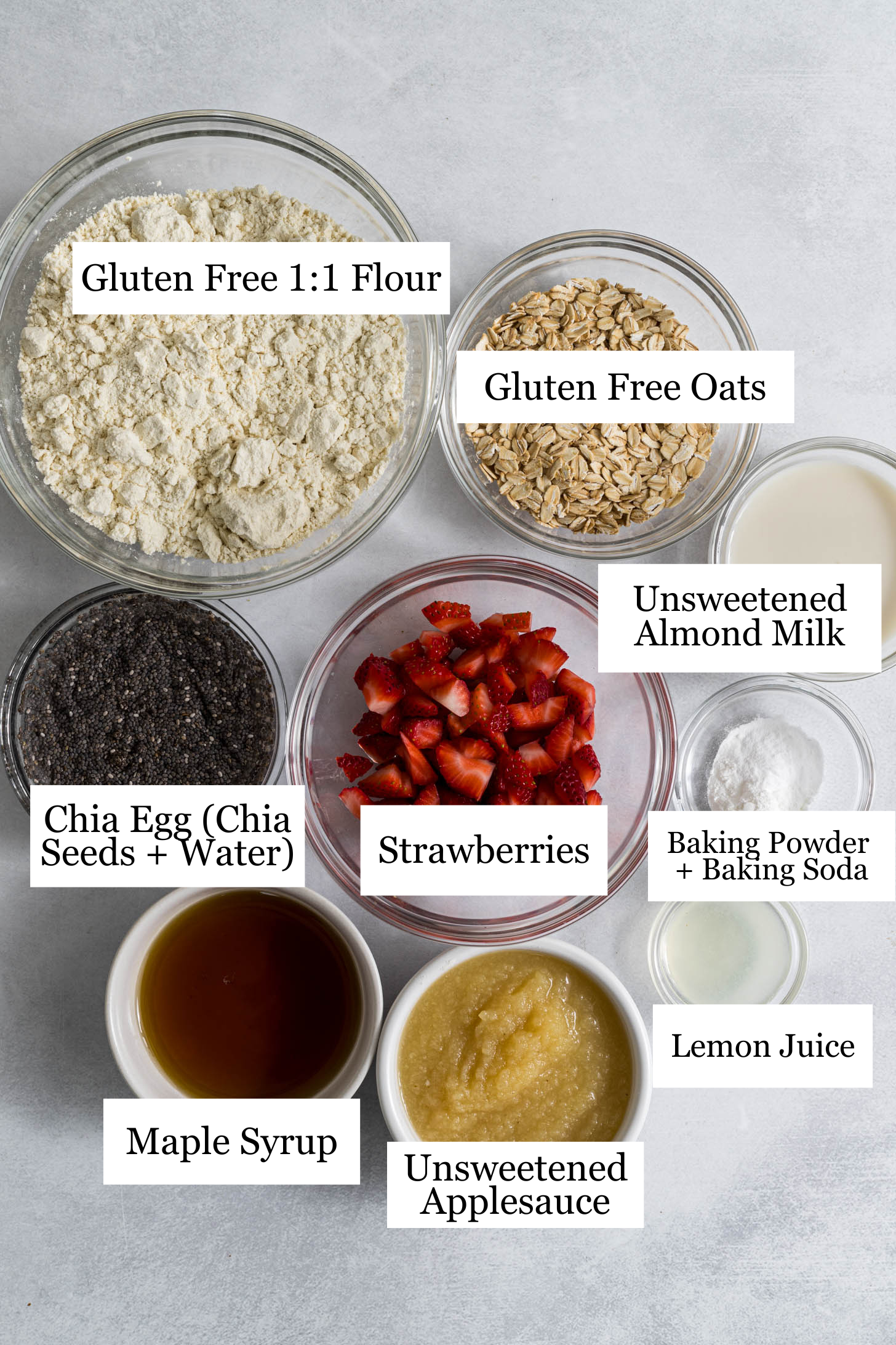 Vegan Strawberry Muffin ingredients.