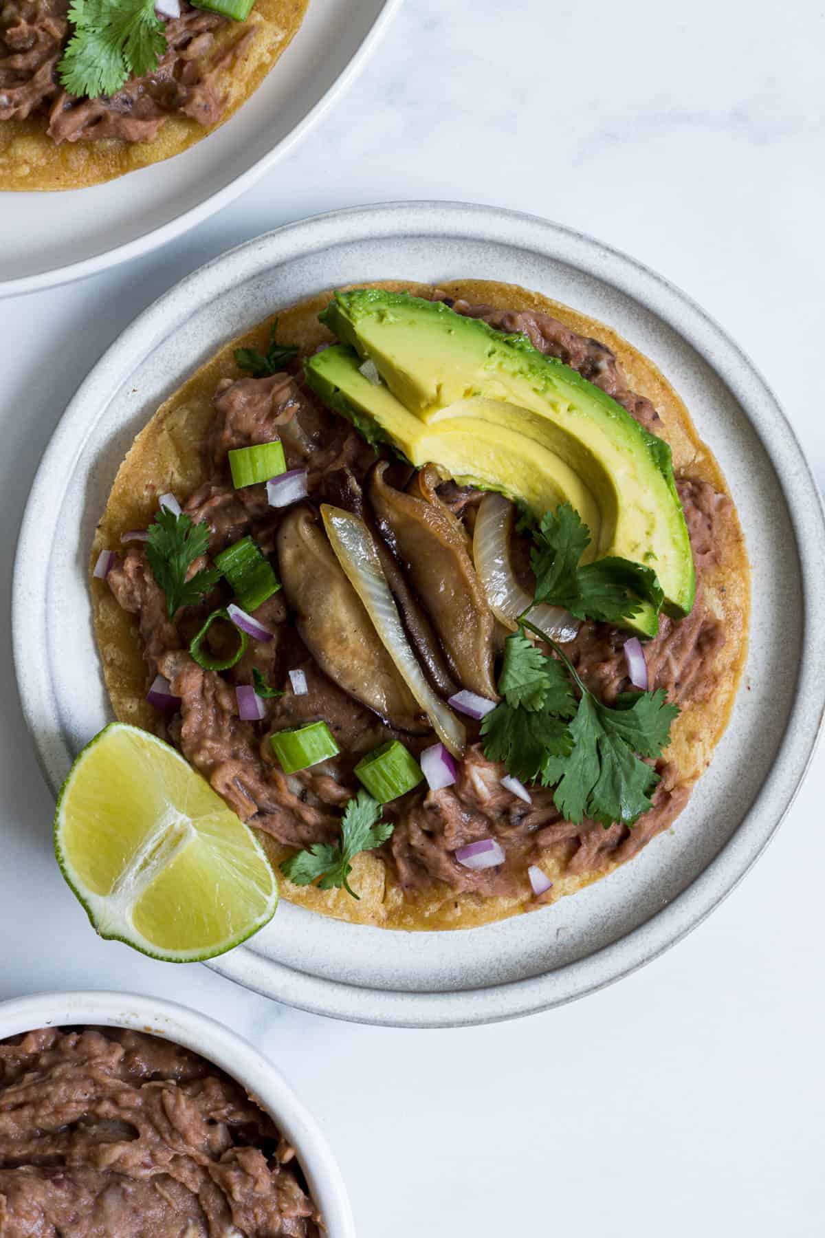 KidFriendly Refried Bean and Mushroom Tostadas Supermom Eats