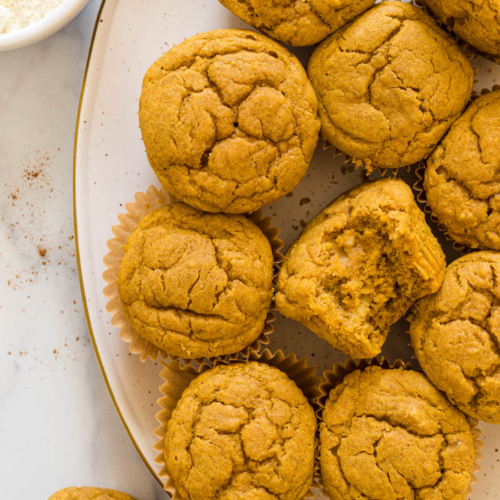 Pumpkin muffins on a plate.