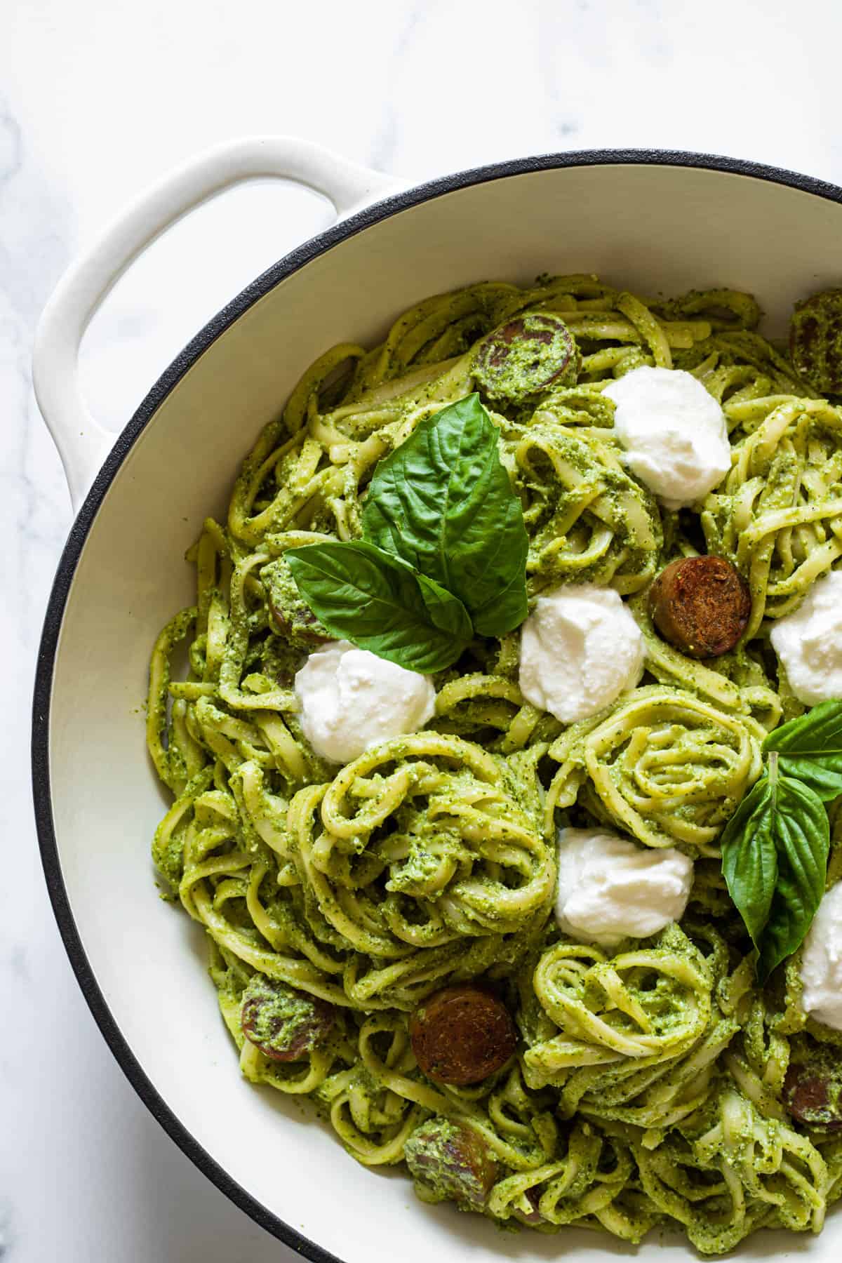 Pesto Pasta in a bowl.