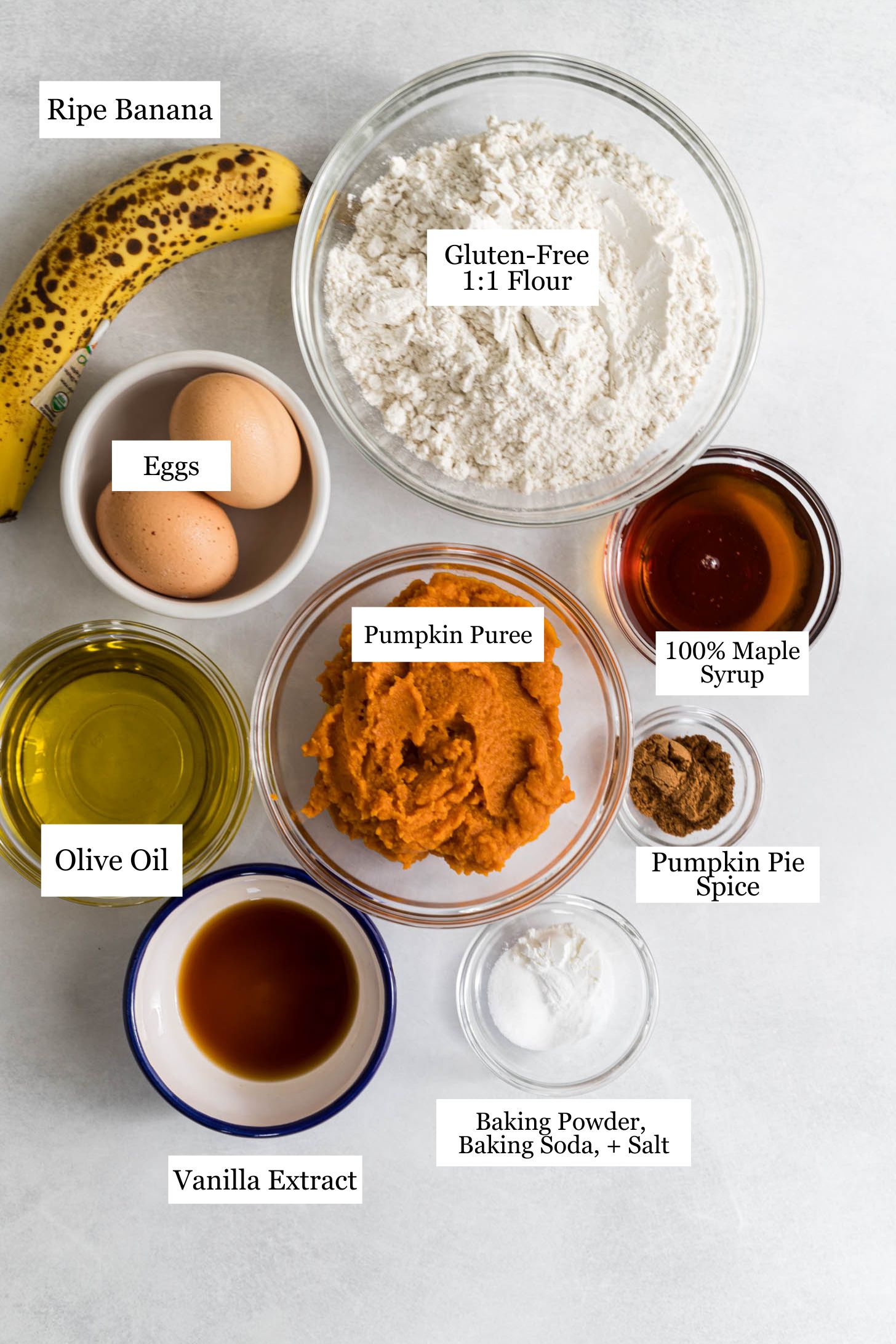 Ingredients for pumpkin muffins.