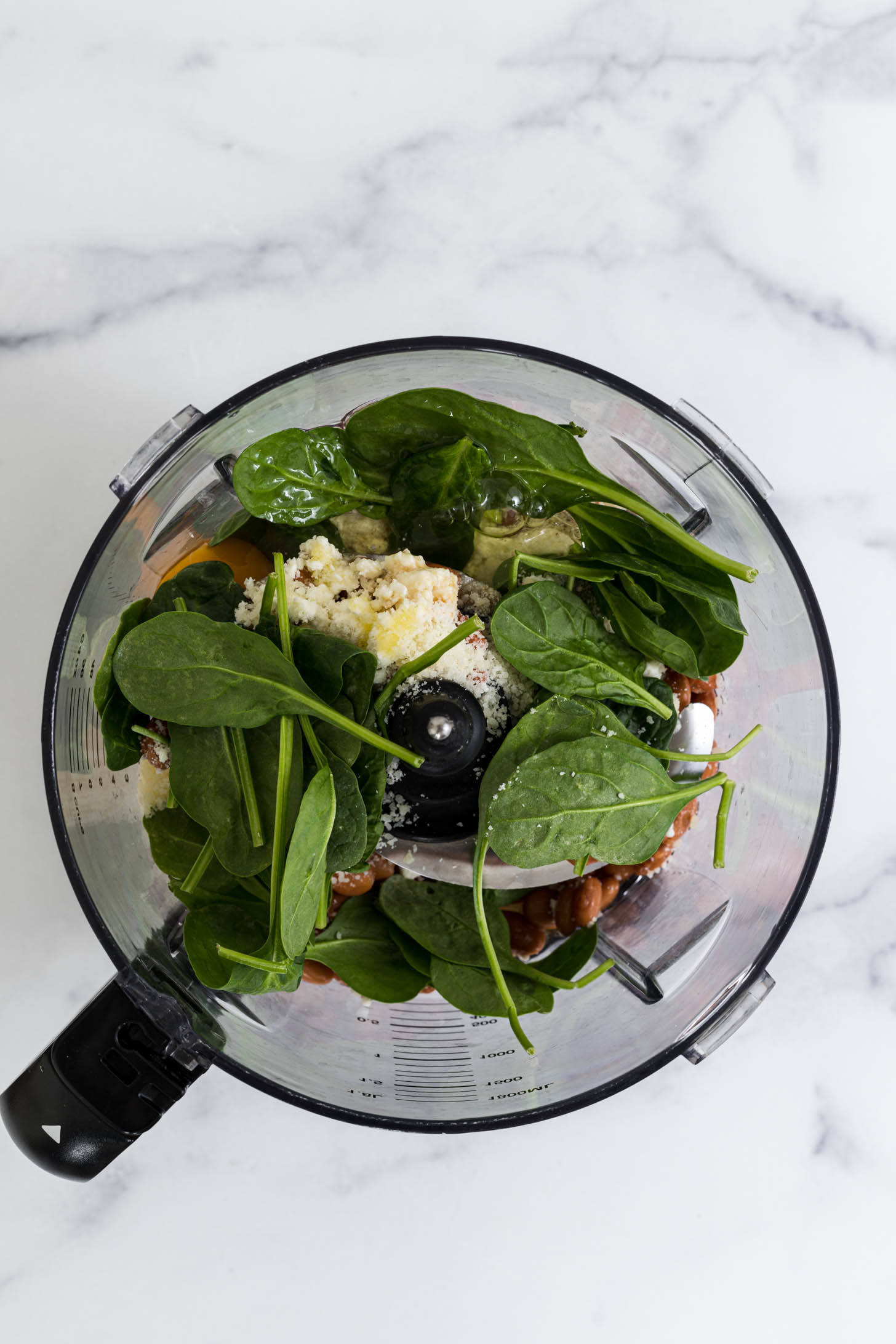 All ingredients in a food processor.