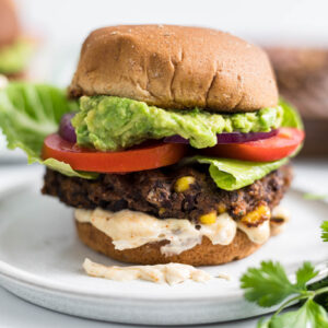 Southwestern Black Bean Burger on a plate.