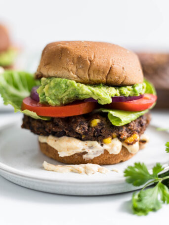 Southwestern Black Bean Burger on a plate.