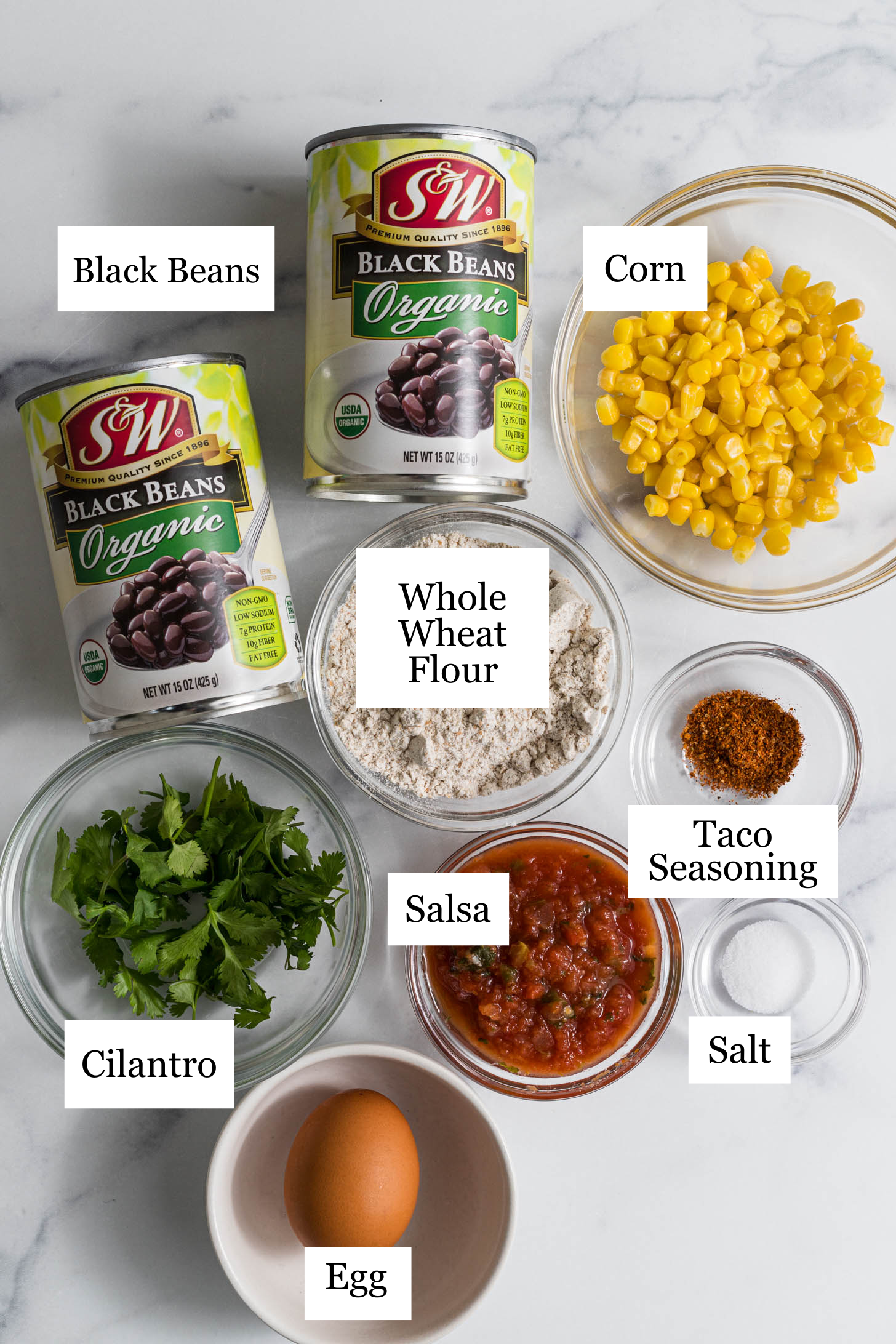 Ingredients for Black Bean Burgers.