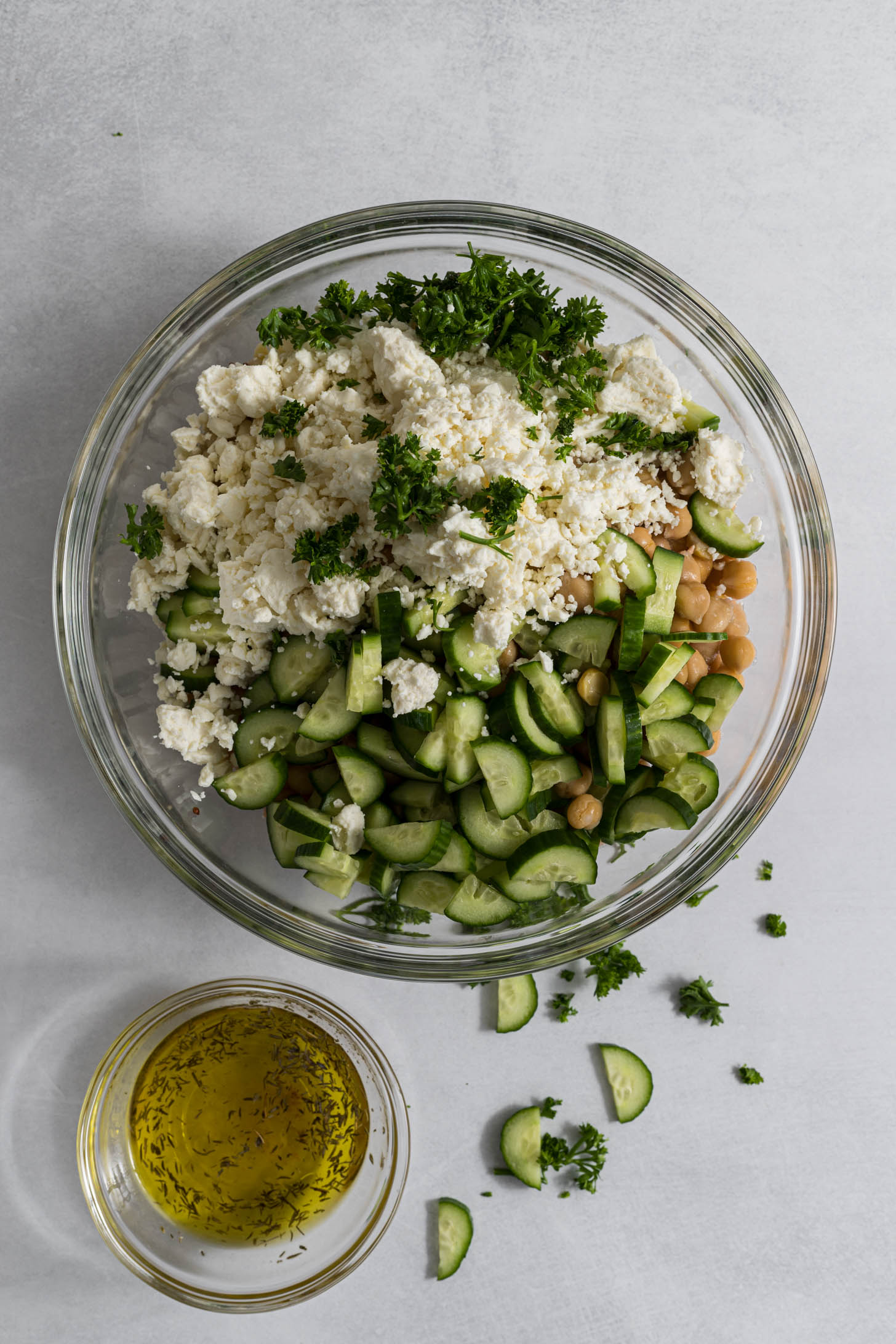 Salad ingredients in a bowl.