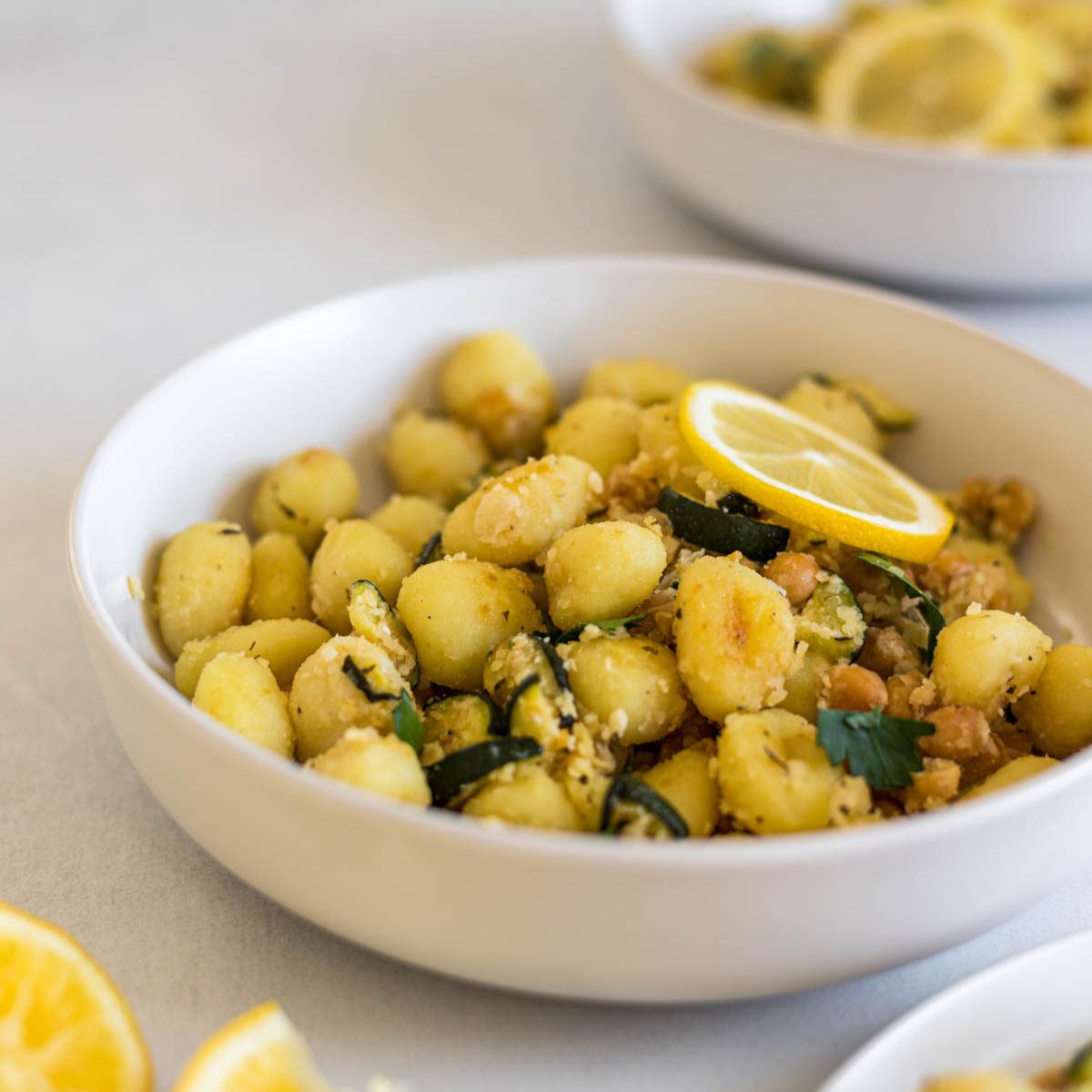 A bowl of gnocchi.