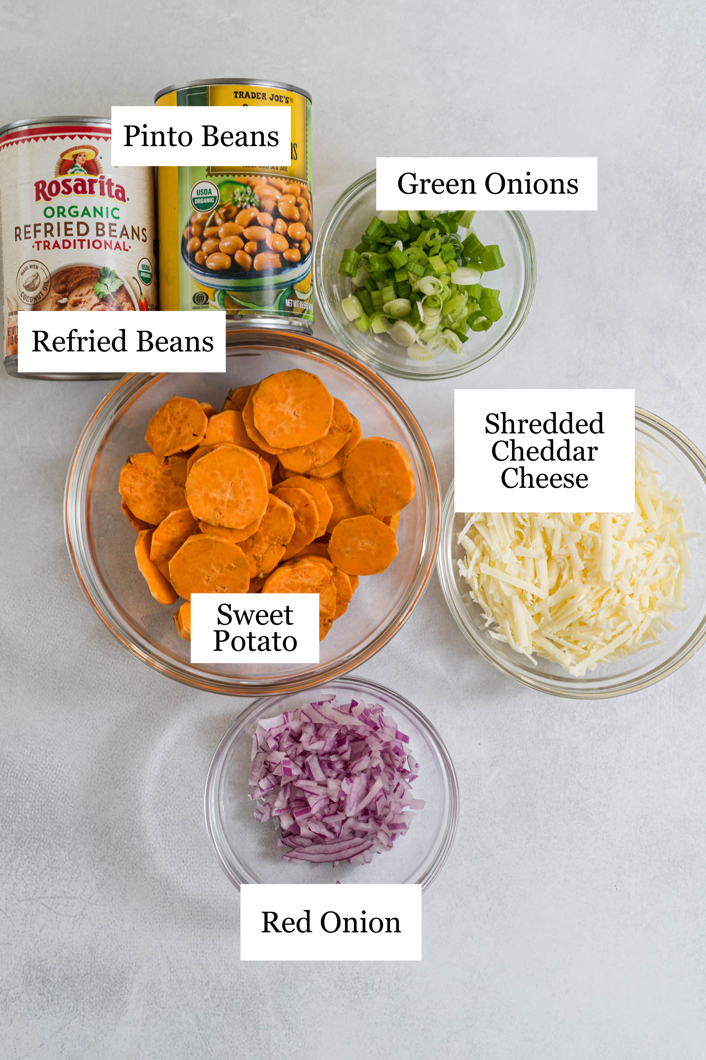 Sweet potato nachos ingredients.