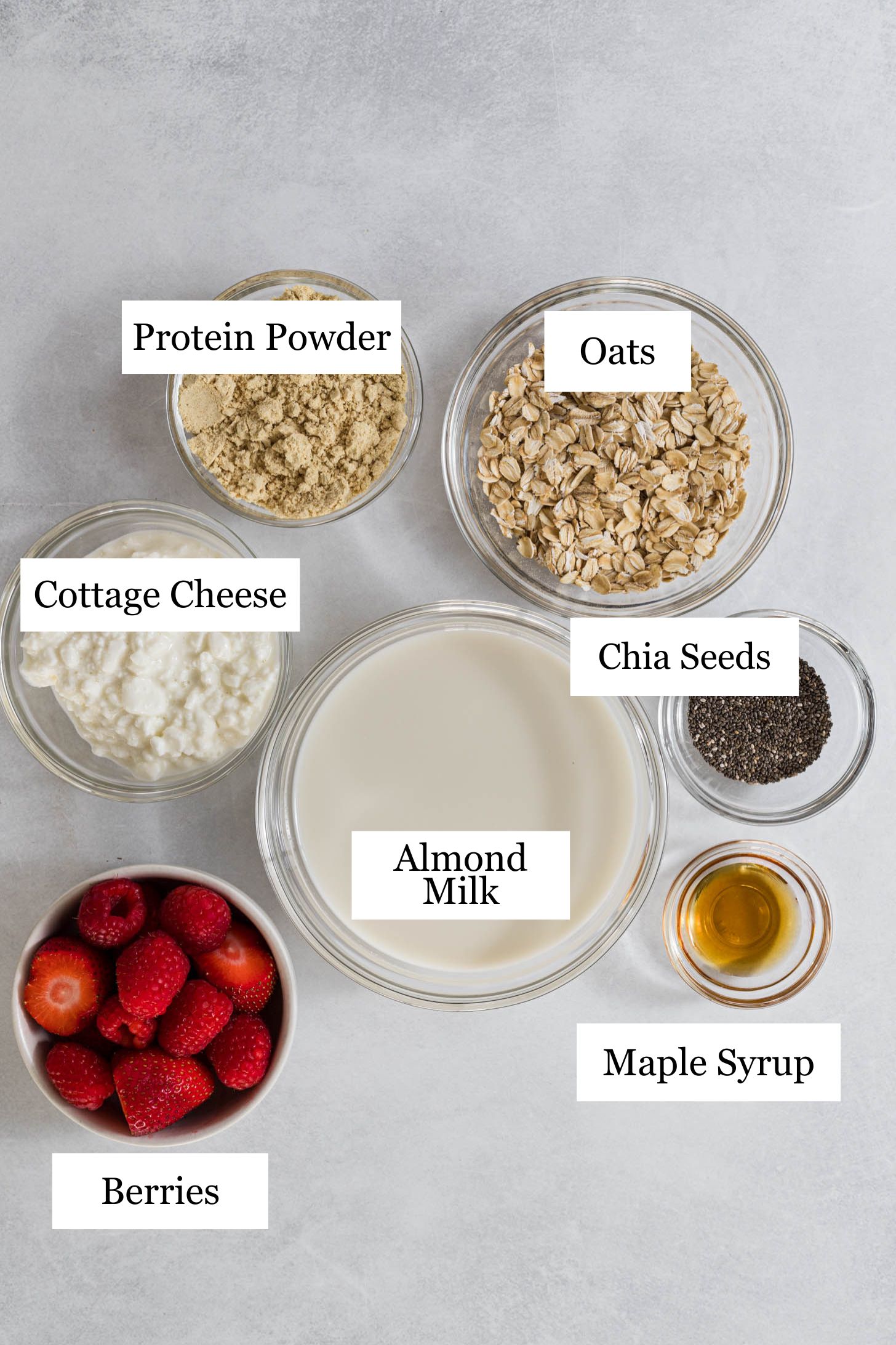 Berry Cheesecake Overnight Oats ingredients.