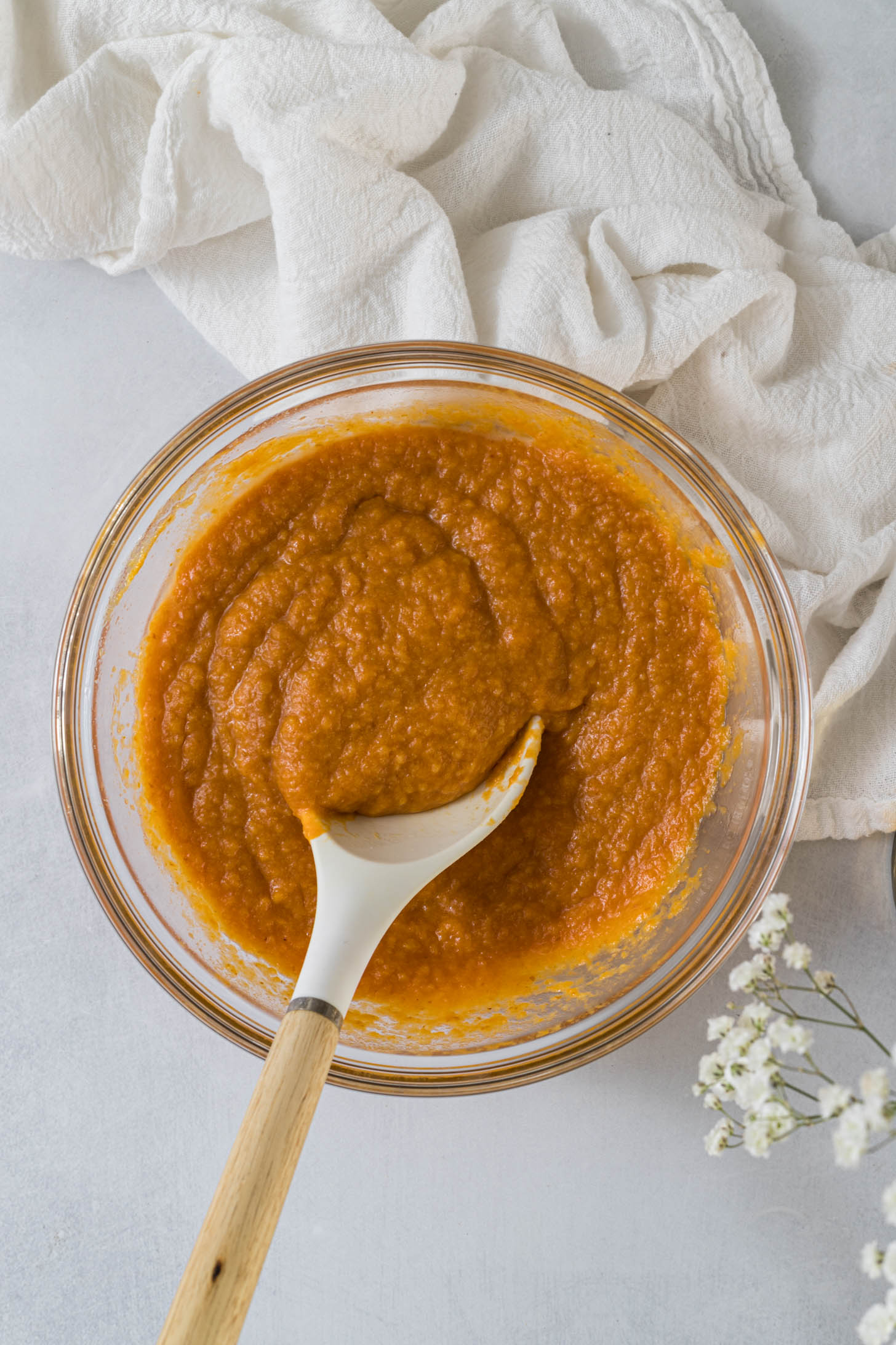 Wet ingredients in a bowl.