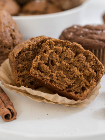 A Gingerbread Muffin cut in half.