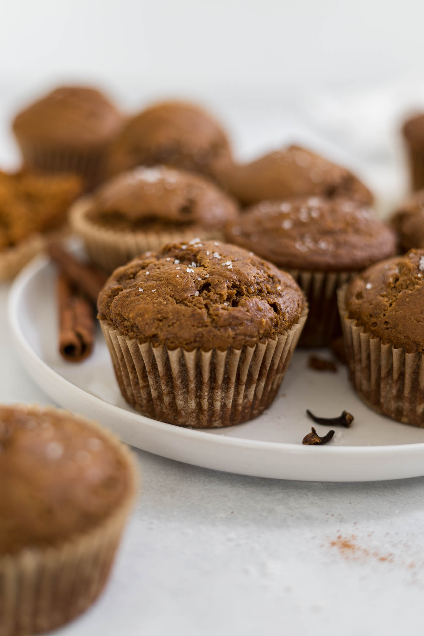 Gingerbread muffins on a plate.